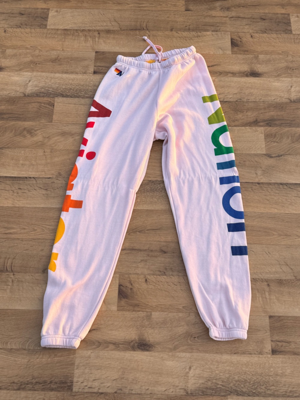 Women’s Pink Rainbow-Print Sweatpants - Picture 2 of 4